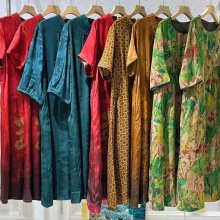 25夏Ms嫚莎国风真丝大码印花连衣裙石井尾货批发专柜撤柜实体货源