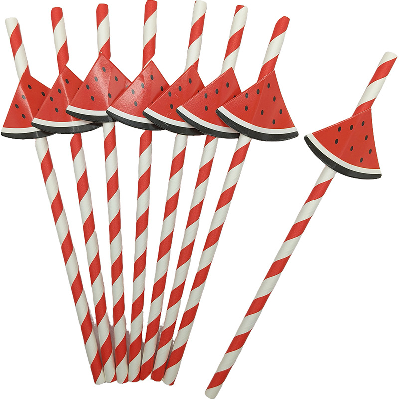 Tarjeta de celebridad en línea paja de papel degradable desechable limón sandía postre leche té fiesta paja decorativa