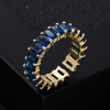 Brand copper zirconium, ring with stone, jewelry, rainbow accessory, micro incrustation, wholesale