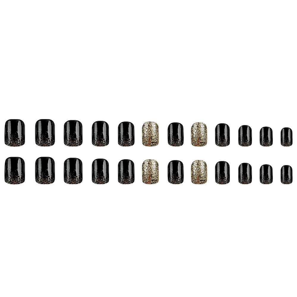 Ventas transfronterizas de polvo dorado brillante de uñas simple parche de uñas dulce cool al por mayor comercio exterior negro desgaste uñas image 6