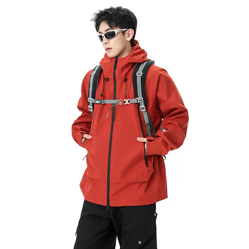 美式机能舒适防风防水冲锋衣男士春秋连帽外套户外徒步登山服夹克