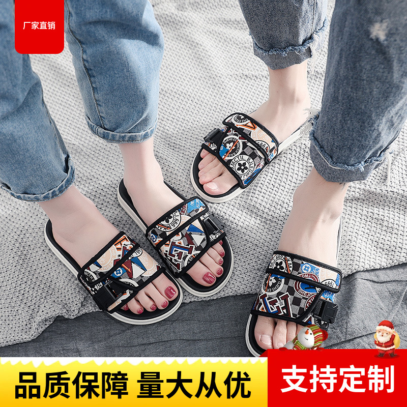 Korean Style Summer New Style Internet Celebrant Men's and Women's Personalized Couple Slippers Men's Trendy Fashionable Beach Shoes for Outer Wear