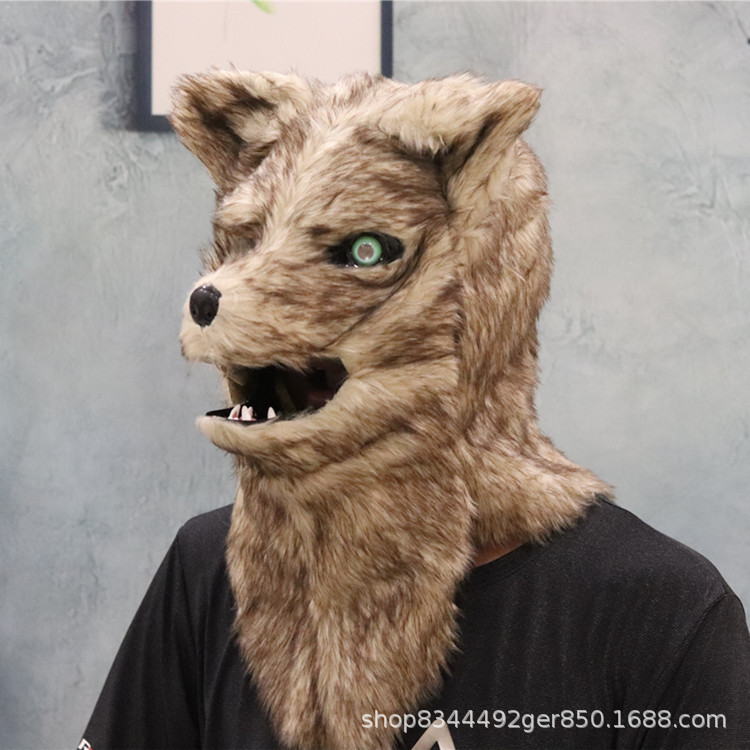 Fox máscara de felpa tocado boca en movimiento puede abrir Halloween bar TikTok personalidad creativa accesorios rendimiento