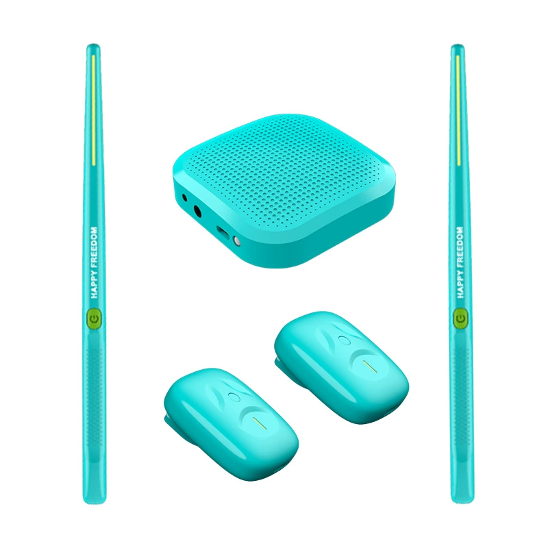 Smart handheld electronic drum set, sensor sticks + audio converter, portable cyan kit