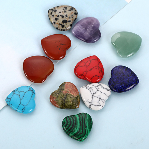 2cm non-porous natural crystal heart-shaped bare stone agate peach heart rough stone ornaments semi-precious stone jewelry accessories wholesale