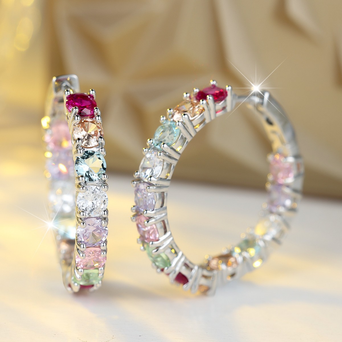 Amazon's Best-Selling Fresh Zircon Full-Circle Earrings for Women, Fashionable and Personalized, Exaggerated and Versatile Autumn and Winter Accessories