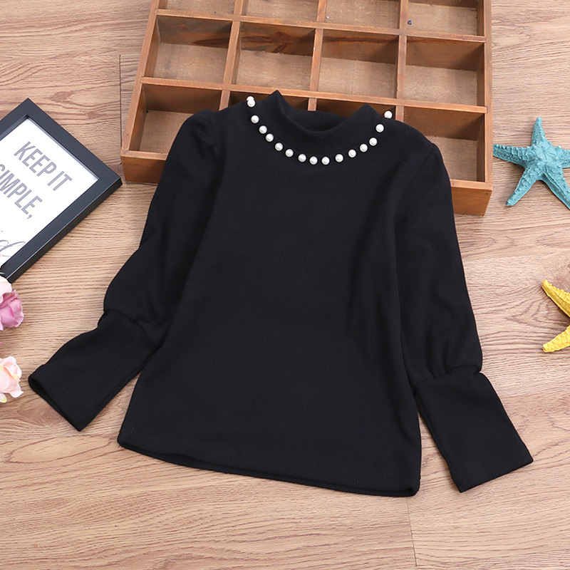 Camiseta de punto para niños, primavera y otoño, nueva, para niños medianos y grandes, de terciopelo fino, con mangas abullonadas, elegante, de manga larga, ropa para niñas transfronteriza 9