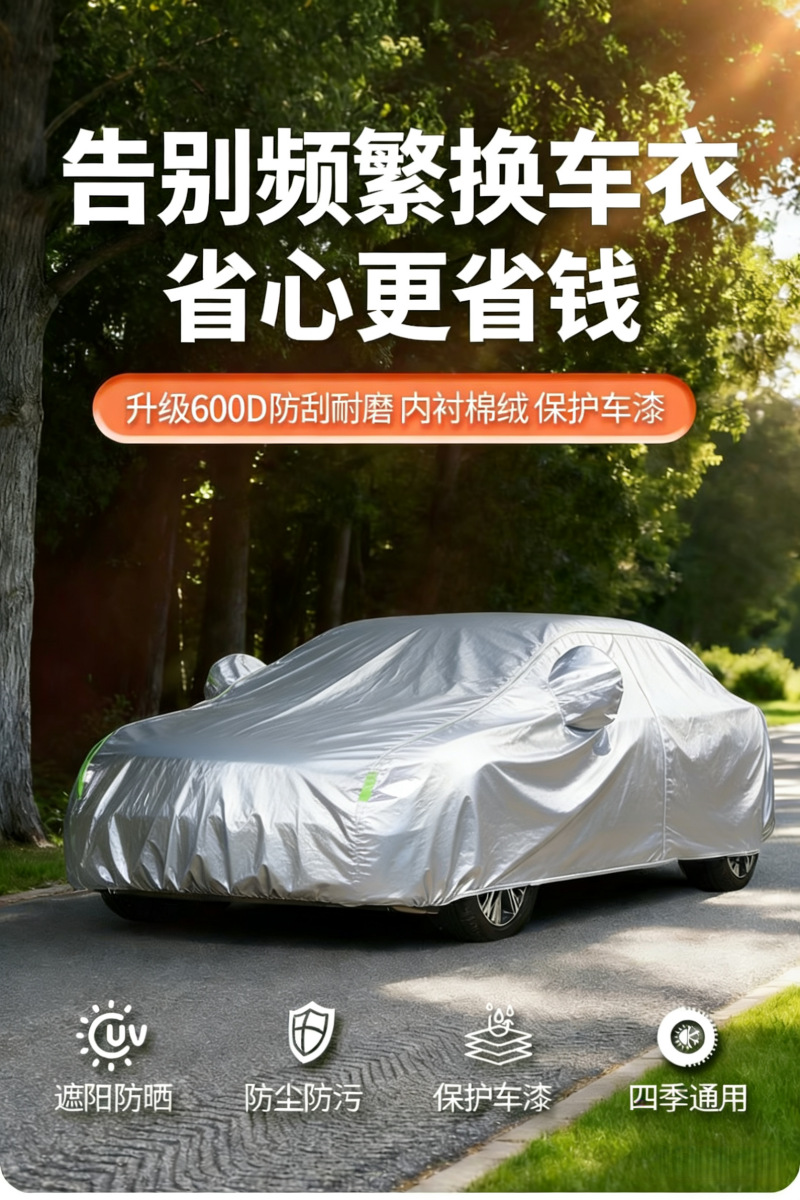 Car Cover with Thickened Water-Spun Cotton, Full Vehicle Cover, Hail Protection, Rain and Snow Protection, Sun Protection Cover, Heat Insulation Cover, Car Cover, Sunshade Cover