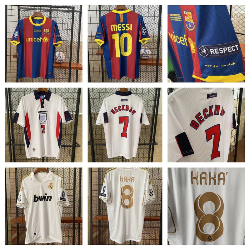 Classic Barcelona England Real Madrid Old Retro Jersey Messi Beckham Kaka Football Uniform Shirt Classic Barcelona England Real Madrid Old Retro Jersey Messi Beckham Kaka Football Uniform Shirt