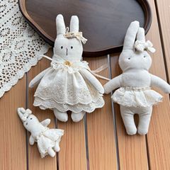 新しい大型INS北欧スタイルの手作り生地かわいいウサギのレース漫画子供人形装飾品ペンダント