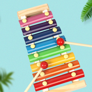 Wooden Eight-Tone Piano Two-In-One Set New Music Toy Color Piano Toy Musical Instrument Factory Wholesale