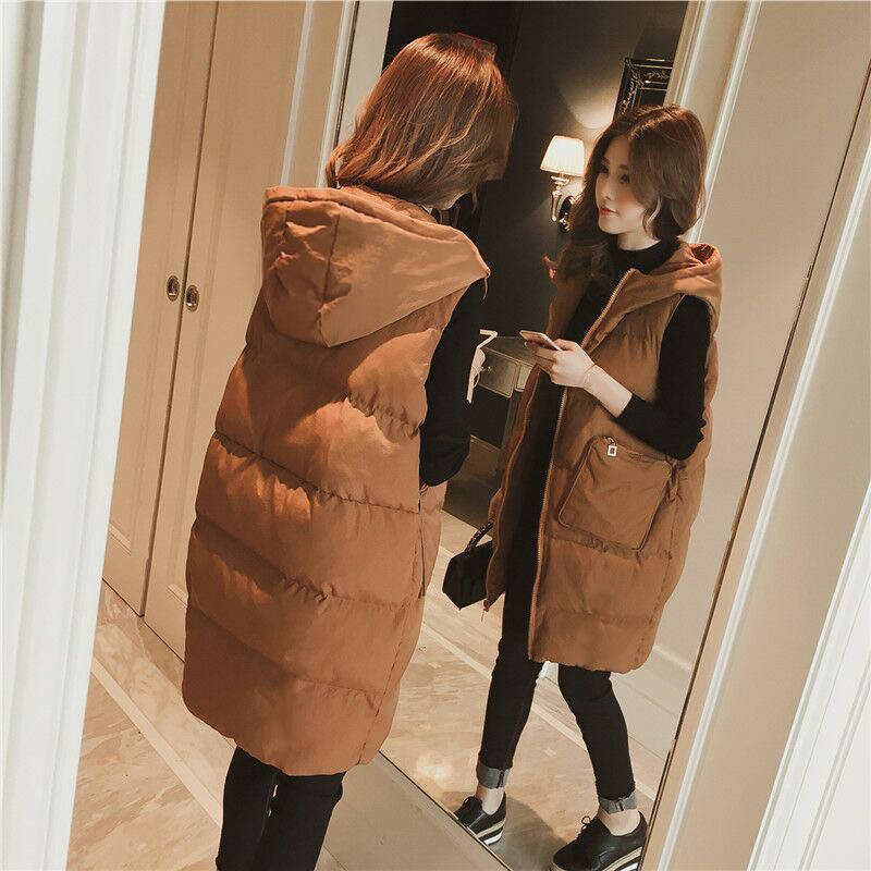 プラスサイズの綿コート、女性用の大きいサイズのベスト 100kg ファットガールの秋と冬の新しいスタイルの女性のミドル丈のダウンコットンコート|undefined