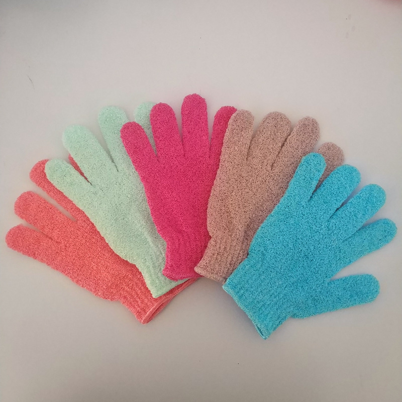 Guantes de baño de cinco dedos de nylon guantes de masaje de sauna guantes de baño de exfoliación guantes de baño