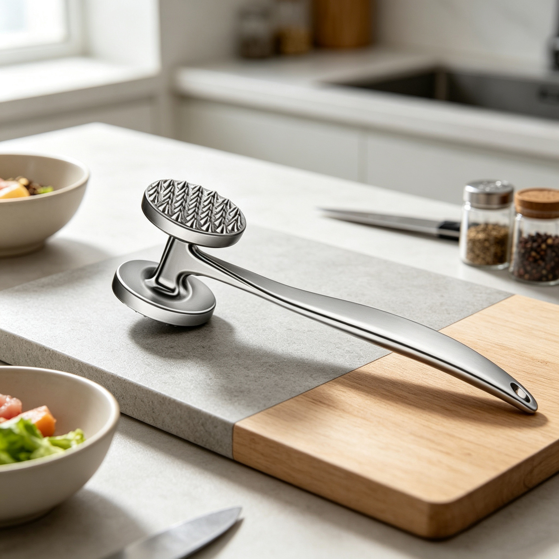 Zinc alloy meat tenderizer, a multi-functional steak tenderizer, can be used on both sides, solid and thick, a small kitchen tool