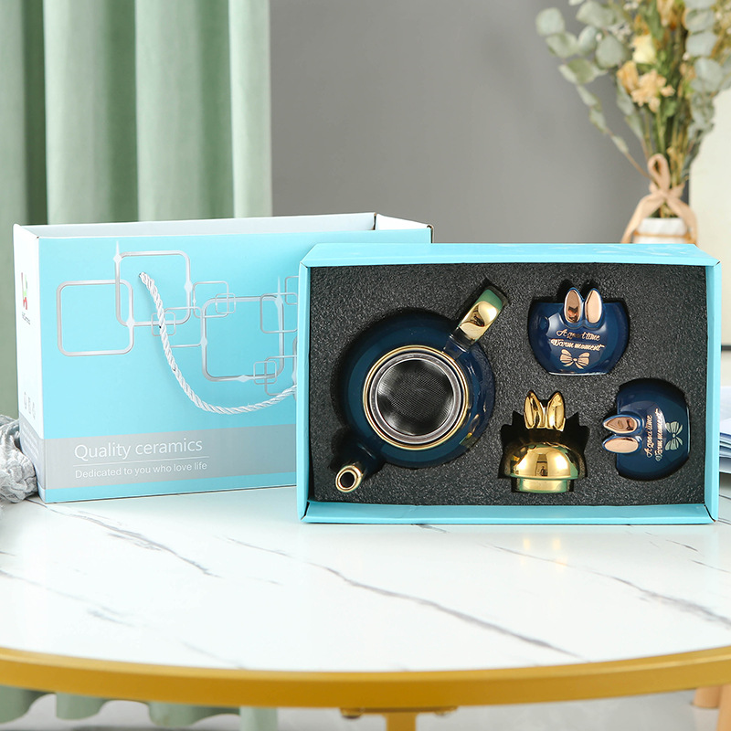 Juego de agua de cerámica de lujo ligero taza de agua doméstica hervidor de agua combinación resistente a altas temperaturas de gran capacidad Taza set FESTIVAL DE medio otoño traje de regalo