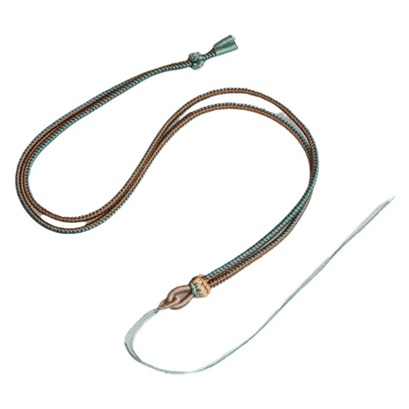 Ручной работы двойной цвет DIY висит нефрит кулон ожерелье Веревка Регулируемый узел лотоса ювелирные изделия ремешок