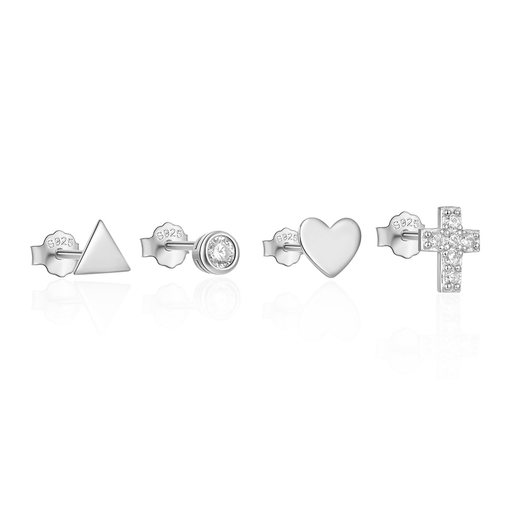 3g Weight Ear Studs Classification 1 Set Quantity Daily Occasion 925 Sterling Silver Material Star, Butterfly Pattern Women's Gender Plating Design Simple Style Style 1 Set 925 Sterling Silver Star Butterfly Ear Studs 119