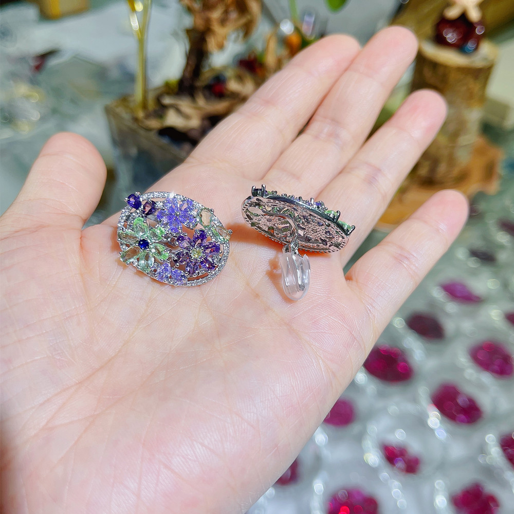 Fashion Flower Copper Inlay Zircon Ear Studs 1 Pair