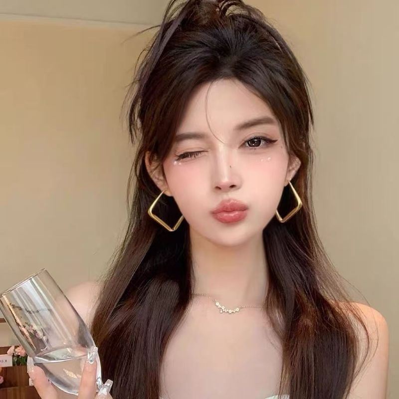 复古金属耳钉女2025年新欧美夸张几何耳环小众设计感网红气质耳饰|undefined