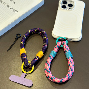 Korean Style Autumn and Winter Ins Handheld Mobile Phone Lanyard Wrist Strap Short Double Thick Bold Card-type Anti-lost Phone Case Hanging Chain