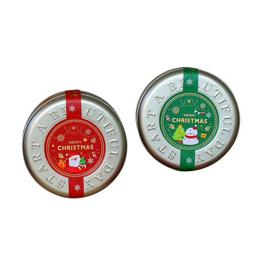 Christmas cookie packaging tin box baking New Year snowflake crisp nougat candy round tin can