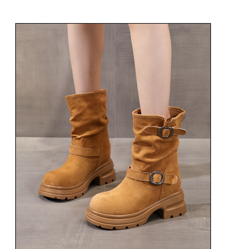 Boot Martin nữ đế dày tăng chiều cao, cổ ngắn 9cm tôn dáng — đen chi tiết 10