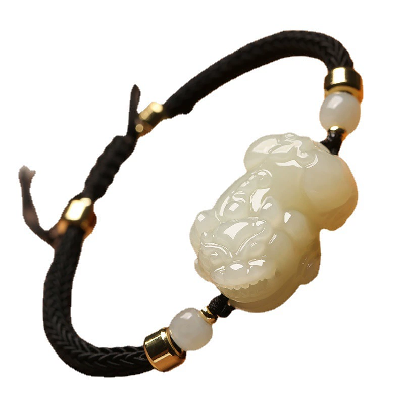 Красная верёвочная bracelet для любимого нефрита, сплетённое браслет из одного бусины