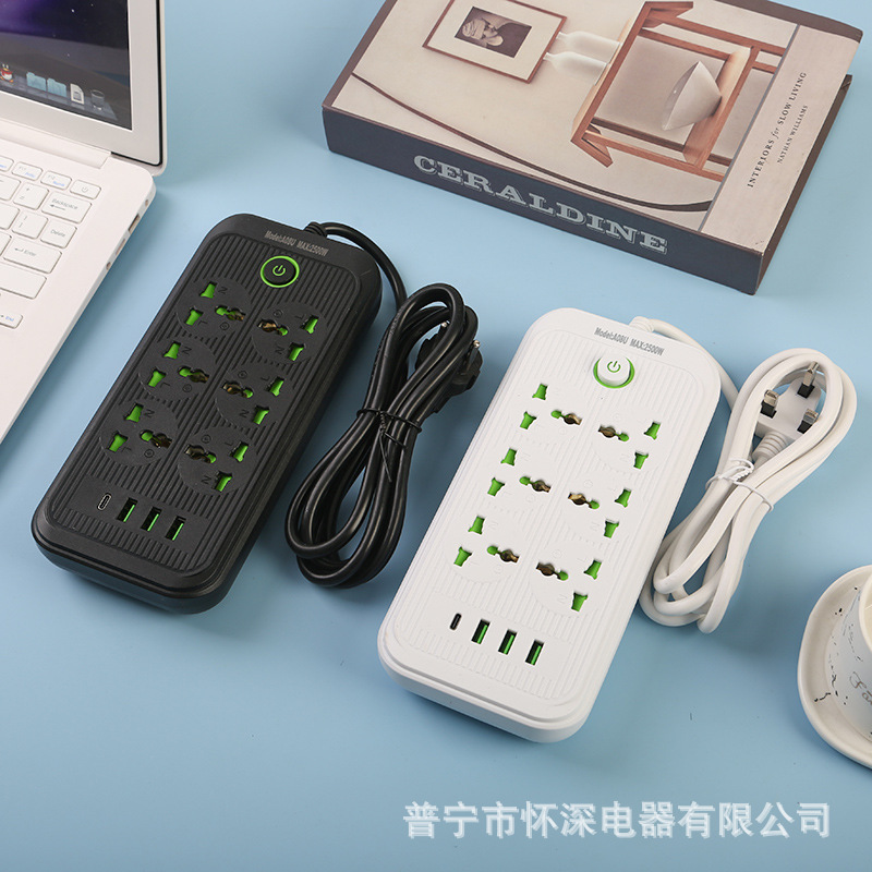 Conector transfronterizo 3USB con puerto PD seis 18 orificios estándar británico estándar europeo y estándar americano con puerta de seguridad con cable de interruptor general