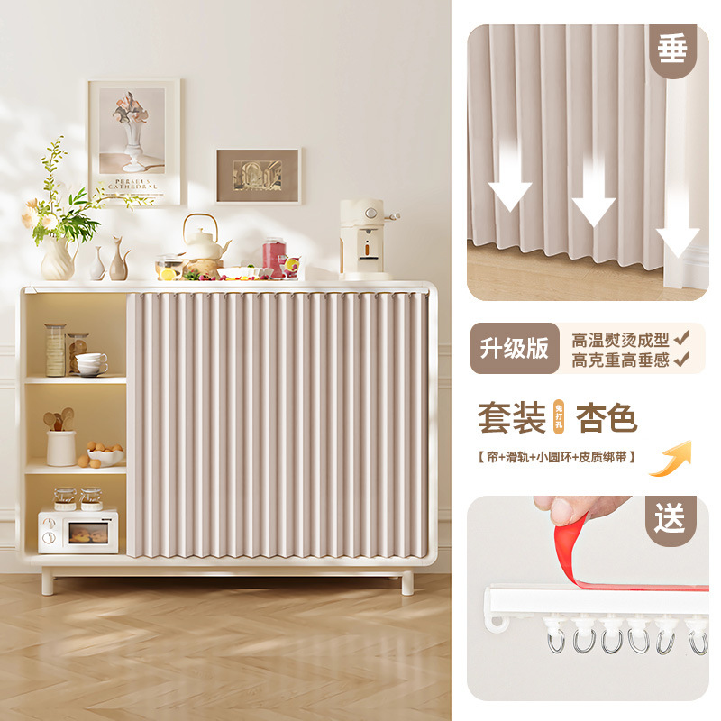 Gabinete plegable cortina de bloqueo gabinete de cocina impermeable y sin perforaciones gabinete de almacenamiento de artículos diversos cortina de tela fea a prueba de polvo