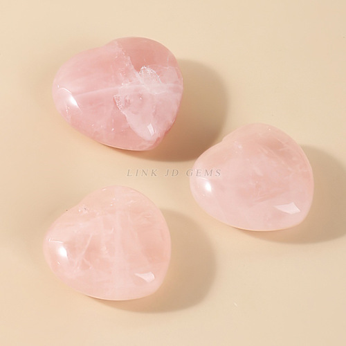 Jingdian Jewelry Rose Quartz Love Ornament Crystal Raw Stone Polished Love-Shaped Semi-Precious Stone Handpiece Handicrafts Wholesale