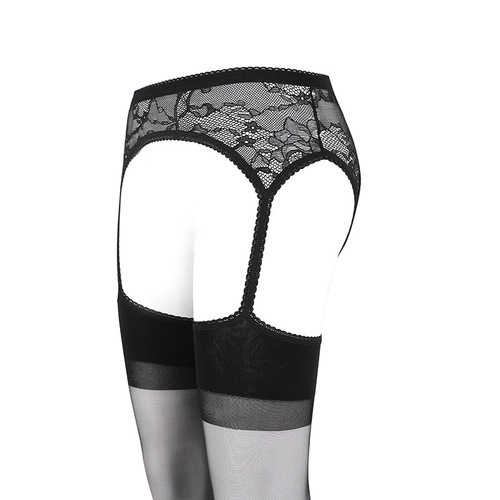 Luo Ying lace suspender one-piece stockings sexy no-take-off stockings temptation crotch open on all sides black thin hollow open file 7365
