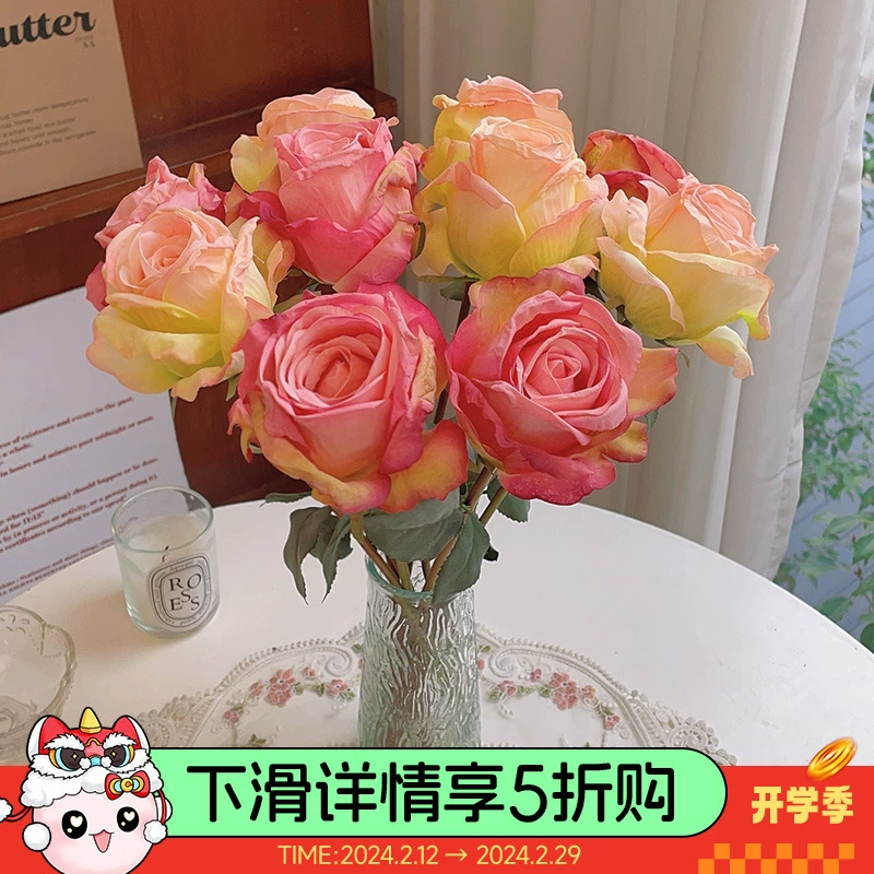 Роза искусственный цветок украшение искусственный цветок Гостиная Спальня украшение обеденный стол украшение из сухих цветов бионический Букет Свет роскошный высококачественный