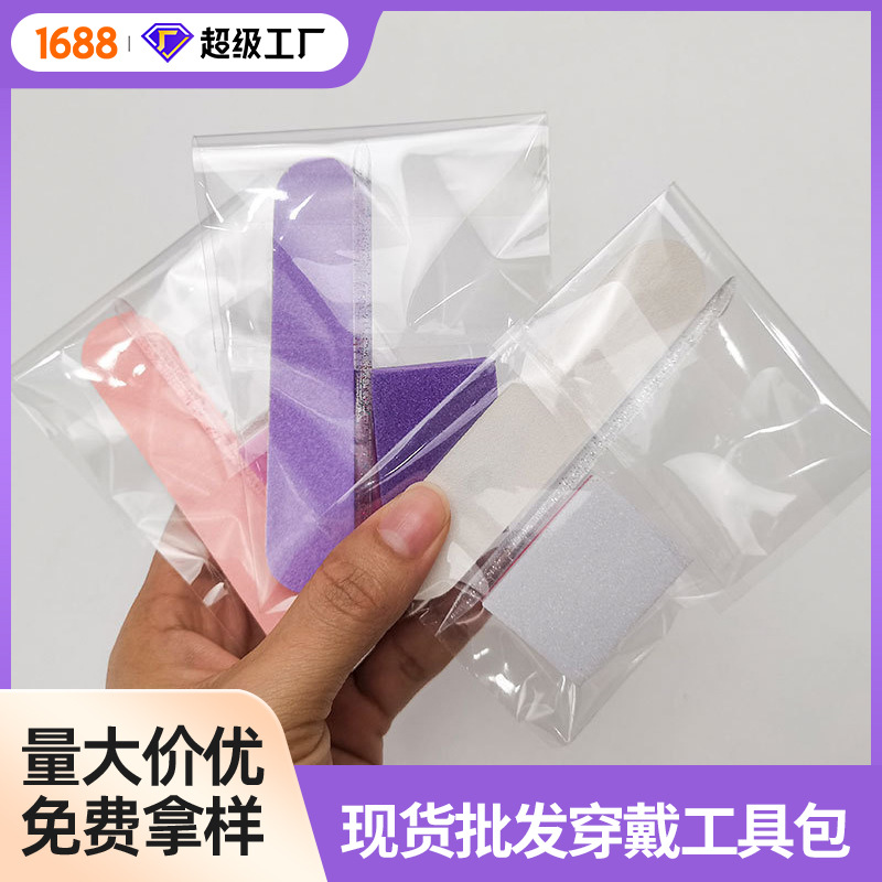 In stock straight hair wear nail material package wholesale tools wood chip file crystal stick manicure tofu block manicure kit