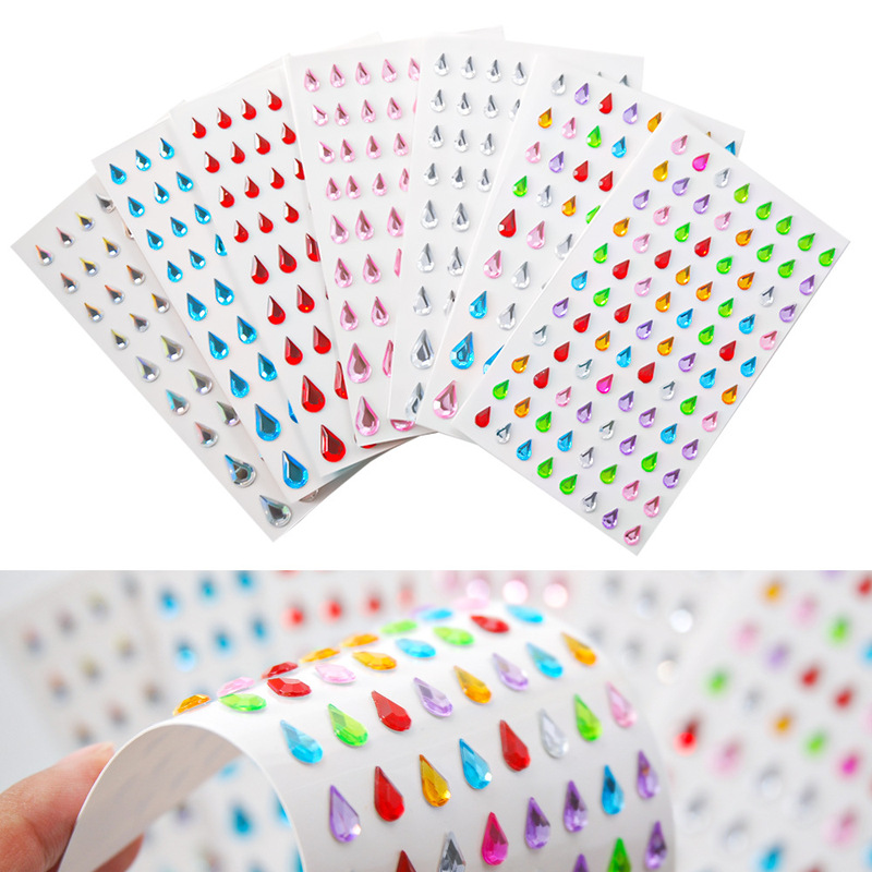 Cross-Border New Product Acrylic Water Drop Stickers Creative Nail Stickers Diamond Water Drop Eyebrow Stickers Performance Tear Diamond Stickers for the Forehead