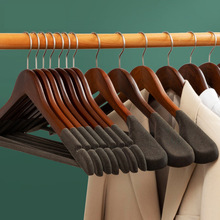 植绒衣架宽肩实木衣架木质大衣架防滑无痕防肩角家用衣撑西装衣挂