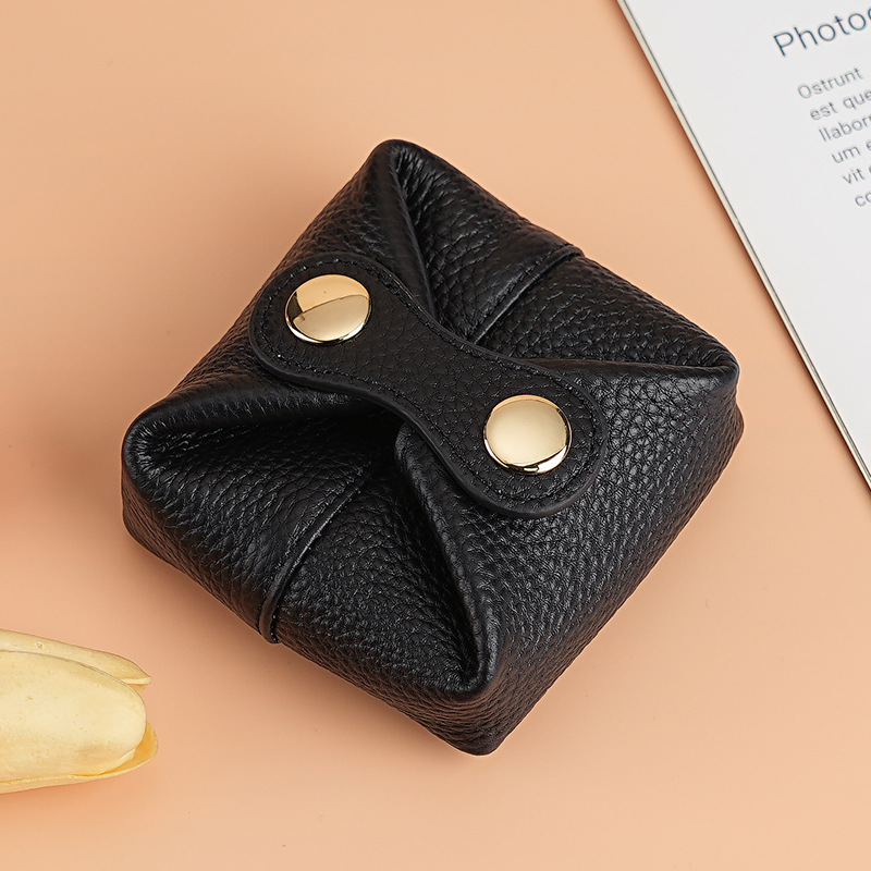 おしゃれ日韩系小銭入れソフト牛革ミニイヤホンキー女性コイン口赤収纳バッグ豆カバン