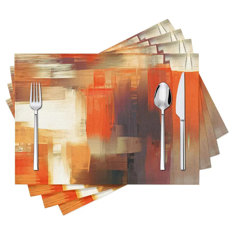 Transfronterizos lino almohadilla de mesa Aliexpress TEMU Amazon almohadilla de mesa cuadrada búfalo rojo almohadilla de Navidad Día de la Independencia