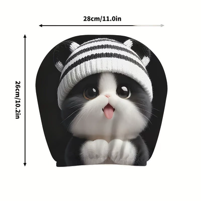 expression car pillowcases, elastic printed pillowcases, Universal seat cover - cute-cat-striped-knitted-hat-double-sided-printing-1-piece