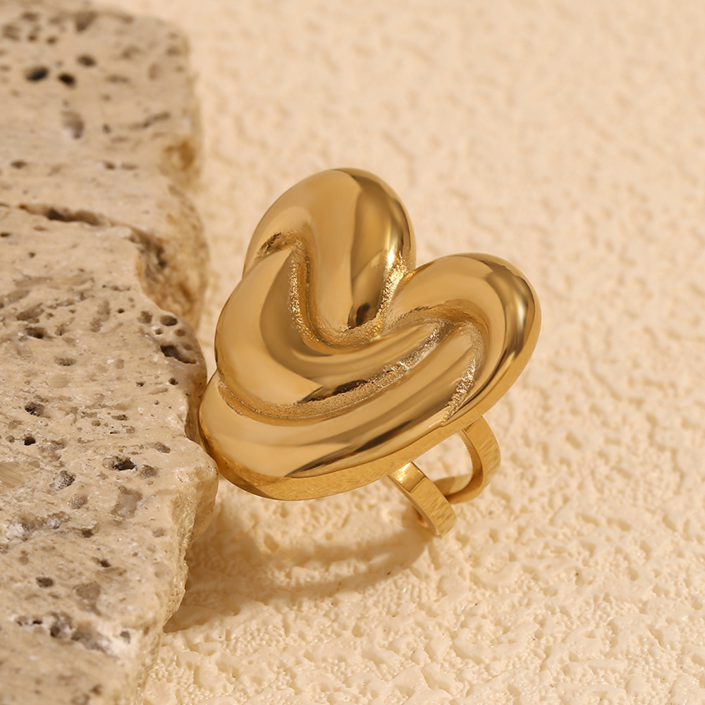 Heart Shape, Snake Pattern Wholesale Jewelry Vintage Style French Style Heart Shape Snake 304 Stainless Steel Enamel Plating Open Rings Rings