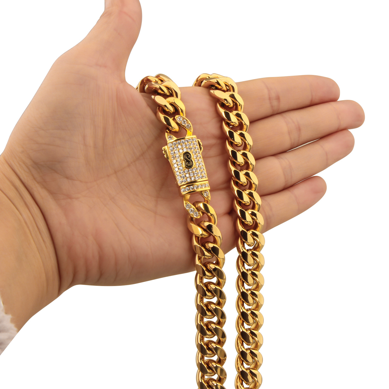 33g Weight Box Clasp Closure Clasp Closure Type Chain Necklace Classification 304 Stainless Steel Chain Material Cuban Link Chain Curb Chain Chain Type 1 Piece Quantity Holiday, Party Occasion 304 Stainless Steel Material Geometric Pattern All Seasons Season Men's Gender Plating Design Hip-Hop, Punk Style Hip-Hop Punk Geometric 304 Stainless Steel Plating Men's Chain Necklace Men Chain Necklaces 22