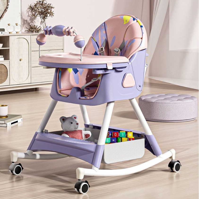 Cross-border Baby Dining Chair Adjustable Children's Table and Chair Rocking Dining Chair Double-layer Household Dining Recliner Children's Meal