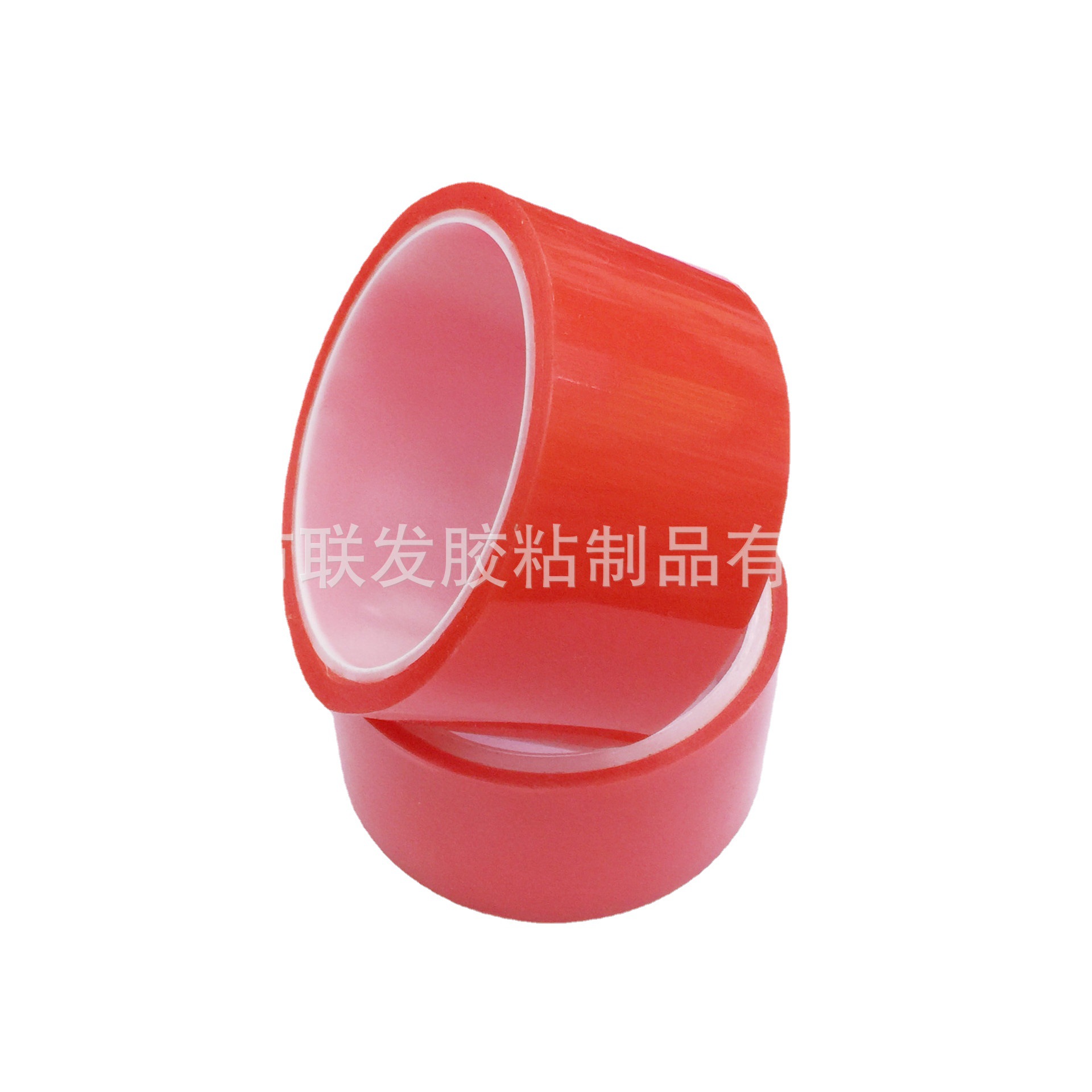 义乌联发红膜PET双面胶防走光双面粘透明胶带高粘双面可移胶带