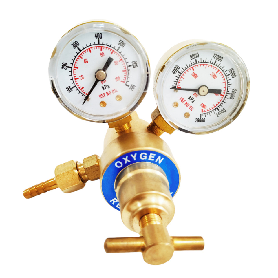 宁波工厂直供小型全铜外贸美式双表头氧气减压器乙炔减压器