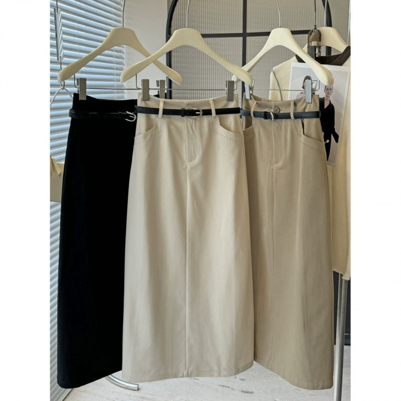 Высокое качество ~ Простая темпераментная повседневная юбка с открытой талией с высокой талией