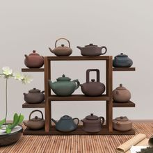 桌面小型博古架茶杯收纳置物架子实木中式紫砂壶茶具茶叶摆件展示