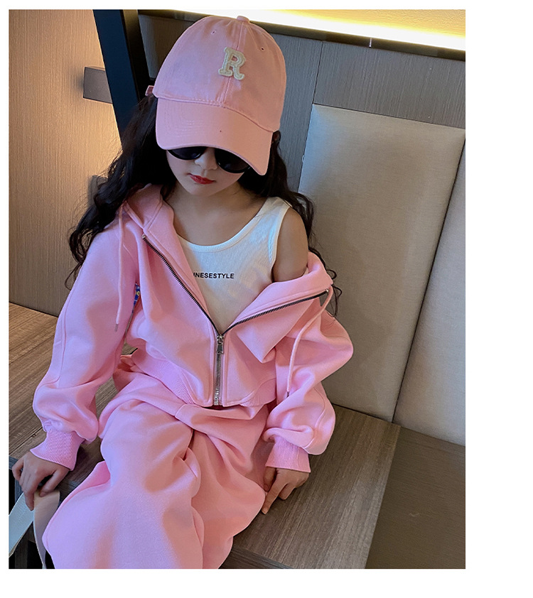 Jenter vår 2024 ny koreansk utgave barnemote hettegenser i to deler med en stor og vestlig stil_voghion.com