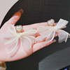 Silver needle, beads from pearl, earrings with bow, design cloth, silver 925 sample, European style, internet celebrity