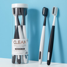 小牛历险记牙刷软毛高级牙刷家用批发工厂桶装6支方孔黑白家庭装