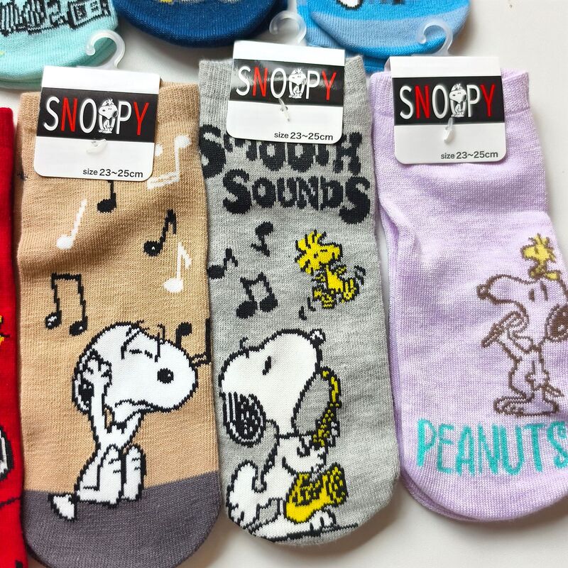 Exported to Japan Snoopy Snoopy Cartoon Ankle Socks for Men and Women, Short Cute Patterned Socks, Women's Pure Cotton Socks
