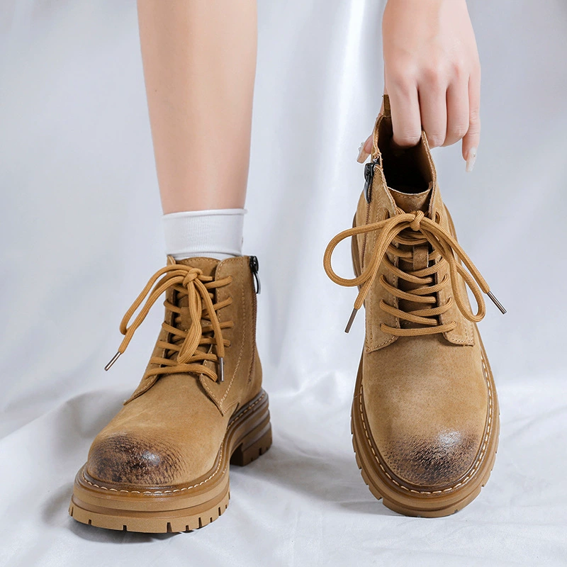 Желтые ботинки Martin мужские 2023 Новые осенне-зимние ботинки для девочек со средней помощью для пары из ревеня британские низкие сапоги 5781